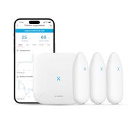 X-Sense Termómetro higrómetro inalámbrico para interiores, control de temperatura y humedad mediante aplicación, alcance de 500 m, exportación de datos gratuita, 3 sensores y 1 estación base, STH54