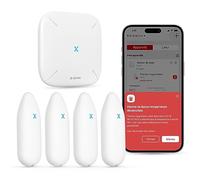 X-Sense Termómetro Higrómetro Inalámbrico para Interiores, Control de Temperatura y Humedad vía App, Exportación de Datos Gratuita, Compatible con Alexa, 4 Sensores + 1 Estación Base, STH55