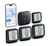 X-Sense Termómetro Higrómetro Interior Conectado, Compatible con Alexa, Control de Aplicación, Temperatura/Humedad Punto de Rocío VPD, Alcance 500m, Estación Base SBS50 Incluida, STH0A41, Negro