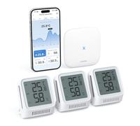 X-Sense Termómetro Higrómetro Wi-Fi, STH0A31, 3 Sensores + 1 Base