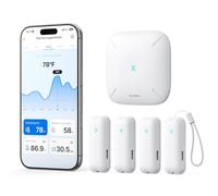 X-Sense WiFi Termómetro Higrómetro Interior, Smart Monitor de Temperatura y Humedad con Alertas en la App, Exportación Gratuita de Datos Almacenados, Compatible con Alexa, STH0B+SBS50