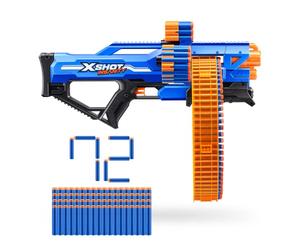 X-Shot Insanity Mad Mega Barrel de ZURU con 72 Dardos, Dardos con tecnología Air Pocket y Almacenamiento de Dardos