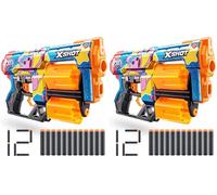 X-Shot Skins Dread Blaster - Poppy Playtime (Kissy) de ZURU con 12 Dardos, Doble Barril Giratorio, tecnología de Dardos de Bolsillo de Aire, Lanzador de Espuma de Juguete para niños, Adolescentes y
