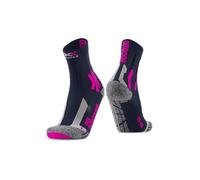 X-Socks Trek Outdoor, Calcetines de trekking avanzados para mujer - comodidad y protección óptimas, tecnología de circulación de aire mejorada, diseño específico para mujeres - Azul/Rosa/Gris, 39-40