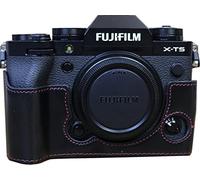 X-T5 Case, Zakao PU cuero de la mitad inferior de la apertura de la versión de la cámara con correa de mano cubierta protectora funda para Fujifilm Fuji X-T5 XT5, Black, Estuche de belleza