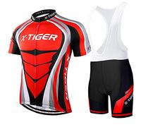 X-TIGER Hombres de Bicicleta con 5D Gel Acolchado MTB Ciclismo Maillots Tirantes Culotte Pantalones Cortos Culotes