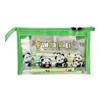 x trade Panda Capybara Girl - Estuche transparente para lápices, práctico y transparente, impermeable, PVC, con cremallera, para escuela, papelería escolar, 1 panda, Estuche con forma de autobús