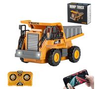 X-Verse 1:64 juguete de carga compacta teledirigido, mini cargador compacto RC con luz y efectos de sonido, rotación de 360°, vehículo de construcción teledirigido para niños, juguete para niños