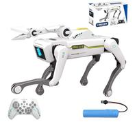 X-Verse 8008 RC robot perro, habla e interactúa con clip de manga larga, programable danza música robot, regalos para cumpleaños y Navidad