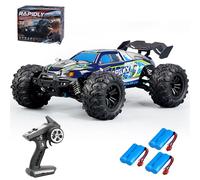 X-Verse Coche teledirigido 1:16, 50 km/h, cepillo de carbón, motor RC de alta velocidad, Offroad Drift, coche de carreras, 2,4 GHz, 4 WD, todo terreno, todoterreno, coche de carreras (3 baterías, azul
