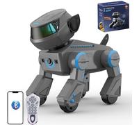 X-Verse RC Robot Perro para Niños Juguete Control Remoto Voz e Interactuar, Danza Programable Música Perro Robot, Regalos para Niños, Niñas 3-12 Años, Gris
