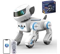 X-Verse RC Robot Perro para Niños Juguete Control Remoto Voz e Interactuar, Danza Programable Música Perro Robot, Regalos para Niños, Niñas 3-12 Años, Blanco