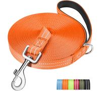 X XBEN Correa Perro Adiestramiento, 30M Correa Perro Larga, Acolchado Cómodo, Correa de Adiestramiento para Perros Grande y Pequeño, Reflectante y Resistente, para Entrenar, Acampar, Pasear, Naranja