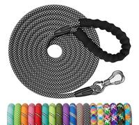 X XBEN Correa Perro Adiestramiento, Correa Perro Larga con Gancho Bloqueable, Correas de Adiestramiento para Perros Grande y Pequeño, Reflectante y Duradero, Negro, 20M x 8mm
