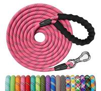 X XBEN Correa Perro Adiestramiento, Correa Perro Larga con Gancho Bloqueable, Correas de Adiestramiento para Perros Grande y Pequeño, Reflectante y Duradero, Rosa, 12M x 8mm