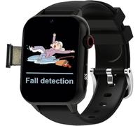 X&Z-XAOY Reloj Inteligente De Detección De Caídas para Personas Mayores con SOS, con Videollamada Relojes De Pulsera 1,96 * 1,57 Pulgadas(Black)