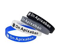 X2 On Apixaban - Pulsera de alerta médica, anticoágulos de sangre, silicona, identificación médica, paquete de 2, Medium 18cm, Silicona, No es una piedra preciosa