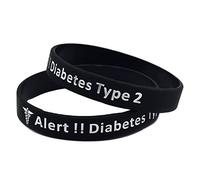 X2 - Pulsera de silicona para alerta médica de diabetes tipo 2 (regalos y regalos), 2 Count (Pack of 1), Silicona, Sin piedras preciosas