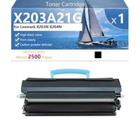 X203A21G Cartuchos de Tóner de Repuesto con Chip para Lexmark X203N X204N Impresoras【Alto Volumen de Impresión】,Black-1 Pack