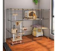 x2DfY7p Ventilación Cerca for Mascotas, Cerca de Alambre de Metal portátil for Uso en Interiores y Exteriores, Jaula for Animales pequeños(147 * 75 * 109CM)