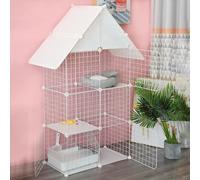 x2DfY7p Ventilación Valla de Metal for Mascotas de Bricolaje con Puerta, Valla de Alambre de Metal for Mascotas, Jaula for Animales pequeños, Jaula for Mascotas con Empalme Gratuito(75 * 37 * 145cm)