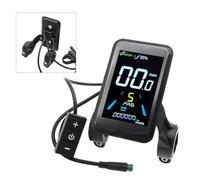 X3 - Conector de pantalla LCD de 5 pines para bicicletas eléctricas de 24 V/36 V/48 V, pantalla a color con carcasa ABS y soporte de manillar de 22,2 mm, color negro