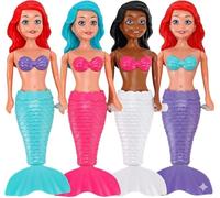 X4 Muñecas Sirena de Cuerda Juguete de Baño 4 Figuras Nadadoras 19cm Juguete Piscina Adultos Sirenas Flotantes Bañera Verano Juegos Acuáticos