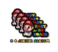 x4 pegatinas para coche niño a bordo con temática de Super Mario - Baby on Board con un toque de alegría y estilo - ¡Compre ahora para una conducción divertida!