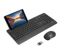 X9 - Combo de teclado y mouse inalámbricos USB-C - Compatibilidad de doble puerto (USB C + A) - Combo de teclado de mouse versátil inalámbrico con soporte para teléfono de 8 pulgadas y 113 teclas