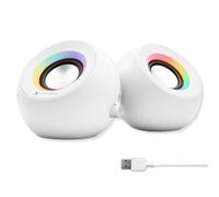 X9 Performance Altavoces blancos para computadora con Bluetooth, USB y AUX, conexión de triple modo, controladores duales de 2.25 pulgadas, iluminación RGB, tonos coloridos para trabajar y jugar