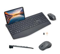X9 Performance Combo ergonómico de teclado y mouse inalámbricos, Bluetooth + 2.4G, multisincronización, base para teléfono, reposamuñecas, teclas silenciosas, combo de mouse inalámbrico delgado y