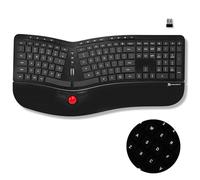 X9 Performance Teclado inalámbrico ergonómico con trackball, recargable, retroiluminado, botones de mouse integrados, teclado dividido de 2.4 G inalámbrico para Windows PC y Chrome, solución de