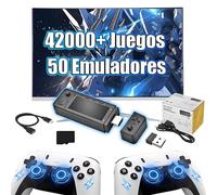 X9 Pro Consola de Juegos Retro Game Stick 4K con Mango Recargable,42000+ Juegos 50 Emuladores,Sistema Emuelec 4.3 Mini Consola Retro,Buscar Juegos,Plug and Play TV Consola de Juegos portátil (128G)