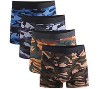 Xaanelr Calzoncillos tipo bóxer para hombre, bambú, viscosa, ropa interior para hombre, estilo retro, paquete de 4/8 unidades, S-3XL, A021-4er Set Camuflaje, L