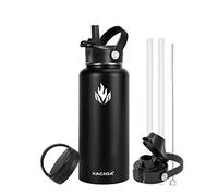 XACIOA Botella de agua aislada al vacío de 950ml 1180ml con tapa de pajita, termo de acero inoxidable con tapa abatible de boca ancha, a prueba de fugas de doble pared, mantiene el calor y el frío