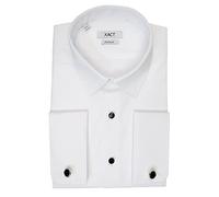 Xact - Camiseta de esmoquin para hombre, diseño formal con doble puño y gemelos Blanco Blanco - Cuello Estándar - Botones Negros 46 cm