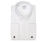 Xact - Camiseta de esmoquin para hombre, diseño formal con doble puño y gemelos Blanco Blanco - Cuello Estándar - Parte delantera plisada 41 cm