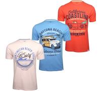 Xact Camisetas para hombre, paquete de 3 unidades, 100% algodón, cuello redondo, manga corta, ajuste regular, camisetas casuales estampadas para hombre, Reino Unido, M