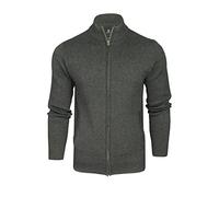 Xact Cárdigan de algodón con cremallera completa para hombre, Marga Gris Oscuro, XL