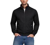 Xact - Chaqueta bomber de harrington de algodón suave para hombre - Estilo clásico mod retro, forro de cuadros tartán, ajuste regular, ligera para primavera, otoño y caída, Negro, S
