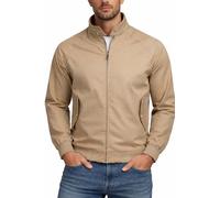 Xact - Chaqueta bomber de harrington para hombre de algodón suave - Estilo clásico mod retro, forro de cuadros tartán, ajuste regular, ligera para primavera, otoño y caída, piedra, L