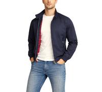 Xact - Chaqueta bomber de harrington para hombre de algodón suave - Estilo clásico mod retro, forro de cuadros tartán, ajuste regular, ligera para primavera, otoño y caída, azul marino, L