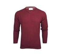 Xact Jersey clásico de punto fino para hombre, 100 % algodón, cuello en V, suéter casual inteligente para uso diario, granate, M