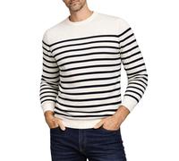 Xact Jersey de algodón Puro a Rayas bretonas para Hombre (Crudo/Azul Marino) L