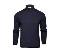 Xact Jersey de algodón puro con cuello alto falso, cuello alto, suéter de invierno suave y transpirable, cálido y ligero, aspecto elegante a medida, azul marino, M