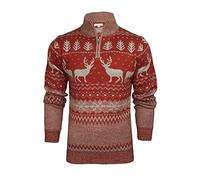 Xact Jersey de Navidad con cremallera de 1/4 para hombre, Borgoña/Gris, L