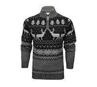 Xact Jersey de Navidad con cremallera de 1/4 para hombre, Negro/ Gris, L