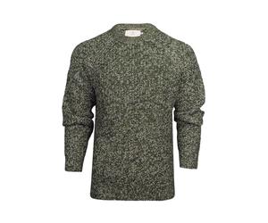 Xact Jersey de punto grueso de pescador para hombre, cuello redondo de calibre 5 con mangas raglán, caqui, L