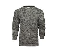 Xact Jersey de punto grueso de pescador para hombre, cuello redondo de calibre 5 con mangas raglán, Negro, L