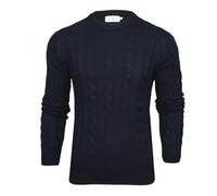 Xact Jersey de punto trenzado con cuello redondo para hombre, azul marino, M